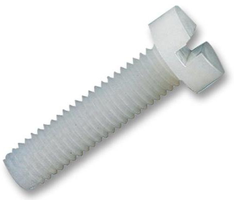 M6X25 Nylon Cheese Head Screws, Fastener Material Nylon 6.6 (Polyamide 6.6), Product Range Nylon Slotted CH Machine Screws, Screw Head Style Cheese Head Slotted, Screw Length 25mm, Thread Size - Metri