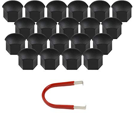 FiveEyes 21MM Wheel Lug Nut Covers Bolt Caps Compatible with Tesla Model 3 S X with Dismantle Tool Black 20PCS