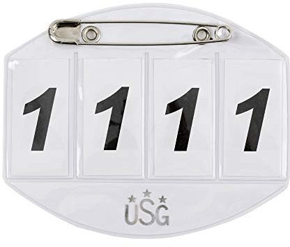 USG 11100013-115 Startnummer, 4-stellig mit Sicherheitsnadel, Weiß