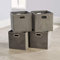 Home Source Cube Storage Boxes, Collapsible Fabric Storage Baskets, Foldable Velvet Organising Boxes, 4 Piece, Soft Grey