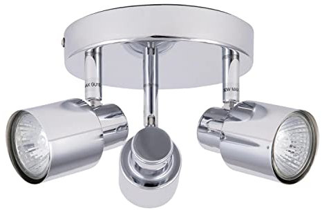 firstchoicelighting Modern Bathroom Ceiling Spotlight Bathroom 3 Way Ceiling Light Fitting Polished Chrome IP44 Rated LED Compatible