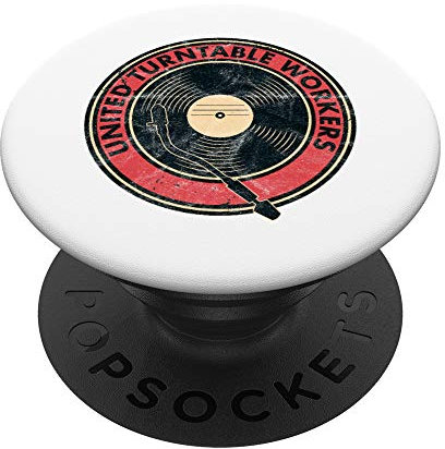 United Turntable Workers DJ Tourne-disque vinyle Nerd Analog PopSockets PopGrip - Support et Grip pour Smartphone/Tablette avec un Top Interchangeable