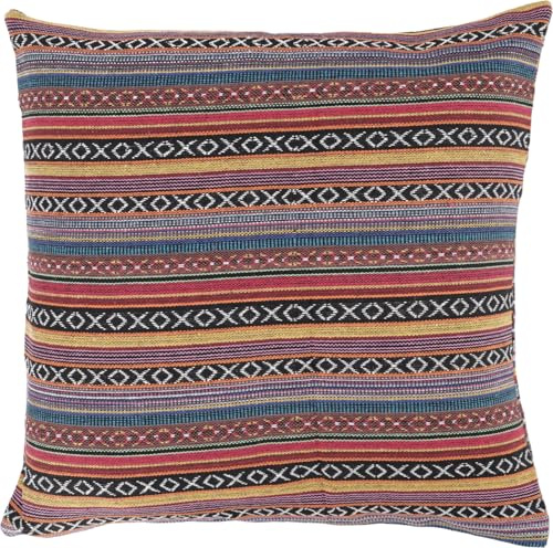 GURU SHOP Boho Style Kissenhülle, Gewebter Ethno Kissenbezug - Flieder/orange, 50x50 cm