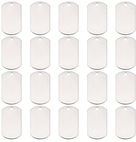 UNICRAFTALE Ca. 20 Stück Große Hypoallergene Charms Rechteck Edelstahl Anhänger Stempeln Blank Tag Glatte Charms Für Schmuckherstellung Edelstahl Farbe 35mm
