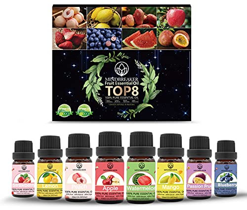 Fruchtige Duftöle Geschenkset, Bio Aromatherapie Diffusor Fruchtige Duftöle, Premium Duftöle für Diffusor, Seife, Kerzenherstellung, Funktioniert mit allen Öldiffusoren, Luftbefeuchter (8 x 10 ml)