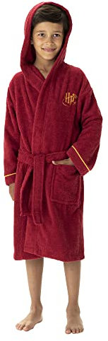 CTI Jungen Wb Red 10-12 Bademantel für Kinder, mit Kapuze, Bestickt, 100% Baumwolle, Harry Potter, Rot, 6 – 8 Jahre