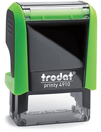 Trodat Printy 4910 - apfelgrün - mit Wunschtext personalisierbarer Namensstempel, Firmenstempel oder Textstempel - 2 Zeilen - 26x9mm