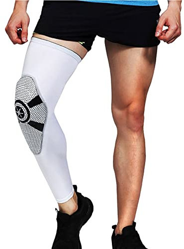 LTLCLZ 1Pcs Crashproof Basketball Knee Pads Volleyball Sports Knee Brace Support Compression Running Leg Sleeve Protector,White,M