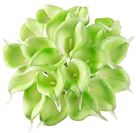 DuHouse Künstliche Calla-Lilien, fühlen sich echt an, Latex-Blumen für DIY, Hochzeitsstrauß, Party, Heimdekoration, 20 Stück (grün)