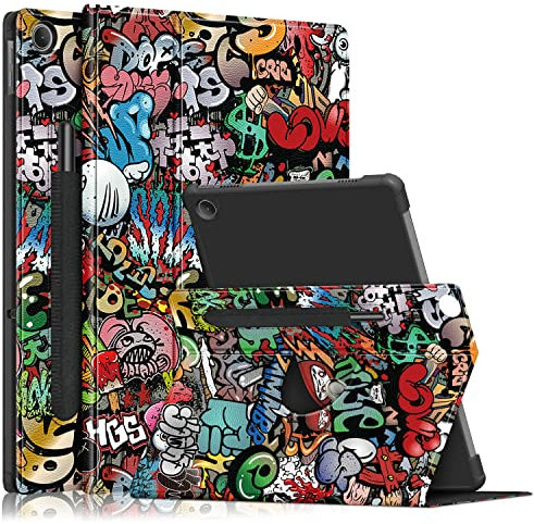 DINGGUAGUA Case for Lenovo M10 Plus 3rd Gen TB128FU,Ultra Slim Folding Stand Cover for Lenovo M10 Plus 10.6 Inch Tablet,Graffiti