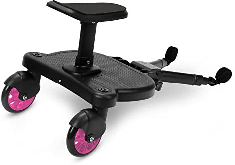 Tubiaz Planche de poussette avec siège pour enfant - Planche de marche universelle - Design à 360° - Avec siège de poussette - Convient pour toutes les poussettes - Rose