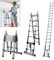 Échelle Télescopique 5m / 2,5 m + 2,5 m avec stabilisateur - Échelle Multi-Usage - Charge maximale : 150 kg, Échelle Escabeau Télescopique en Acier Inoxydable 16 Echelons