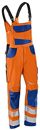 KÜBLER REFLECTIQ Latzhose PSA 2 – Latzhose mit Reflex- und Cordura®-Verstärkungen für mehr Bewegungsfreiheit warnorange/kbl.blau Gr. 23K
