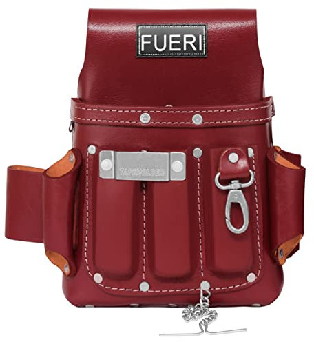 Professionelle Werkzeugtasche für Elektriker, 4 Taschen, Werkzeugtasche, Werkzeugset, hochwertiges Leder, genietete Verstärkung, Organizer, Schreiner-Werkzeugtasche, 4 Taschen (Maroon-7575)