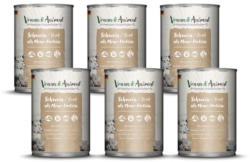 Venandi - Premium Nassfutter für Katzen - Schwein als Monoprotein, 6 x 400g (6er Pack), getreidefrei mit extra viel Fleisch