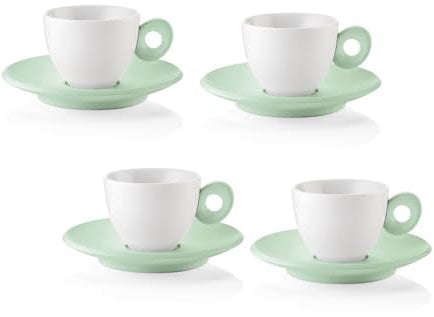 Guzzini - EVERYDAY 081701243 Lot de 4 tasses à café avec soucoupe - Vert mauve