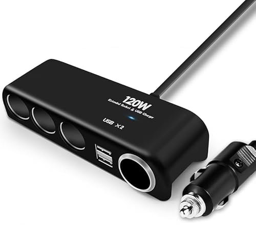 Chargeur de voiture 4 voies répartiteur adaptateur secteur avec prise multiple 2,4 A double USB 12 V-24 V Chargeur allume-cigare