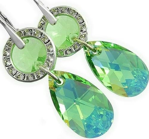 Sekt Peridot Silber Drop -Ohrringe, Zertifikat