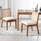 Wahson Rattan Esszimmerstühle 2er Set Vintage Polsterstuhl aus Leinen mit Holzbeine Holz für Esszimmer/Wohnzimmer, Walnuss