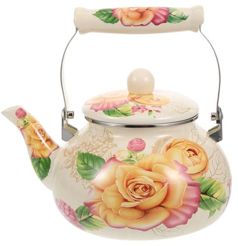 PRETYZOOM Bollitore smaltato caffettiera contenitori in ceramica con coperchio organizer per unghie finte riscaldatore bollitore per acqua fredda teiera Acciaio inossidabile caffè Asia stufa