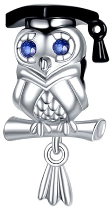 NUNUYAYA Damen Charm Anhänger für Armband 925 Sterling Silber Graduation Owl Charms Beads passend für Armband Halskette,Charm Anhänger für Europäischen Armbänder für Frauen Mädchen