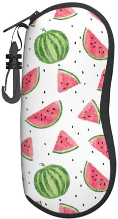 LimPac Custodia ultra leggera per occhiali in neoprene con stampa rossa unicorni, grande custodia per occhiali da sole, chiusura lampo, Frutta fresca anguria, taglia unica