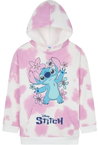 Disney Stitch Felpa con Cappuccio Bambina Adolescenti Felpa Bambino Accogliente Abbigliamento Bambina Regali Ragazza (9-10 Anni, Rosa Tie Dye)