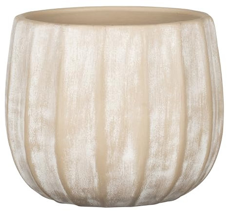 Scheurich Runa, Blumentopf aus Keramik, Farbe: Washed Cream, 22,57 cm Durchmesser, 19,5 cm hoch, 13 l Vol.