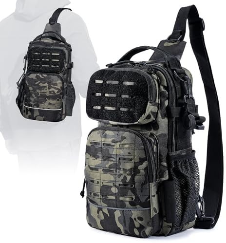 Senprity Fishing Tackle Backpack with Rod Holder - Crossbody/Shoulder Fishing Sling Bag for Camping, Hiking, Traveling, Cycling
