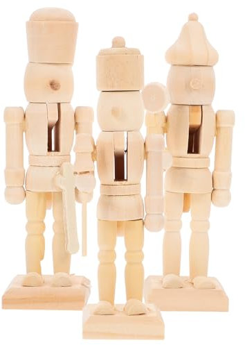 DEARMAMY 3pezzi Ornamenti Natalizi Legno Soldatini Nutcracker Puppetto Design Random Decorazioni Festive Per La Casa e Giocattoli
