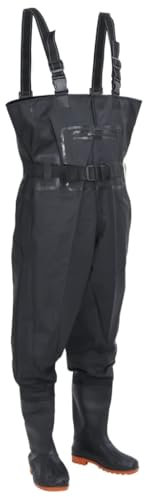 vidaXL Cuissardes avec bottes et ceinture noir taille 45, cuissardes avec bottes, cuissardes pour la pêche, pantalons de pataugeoire