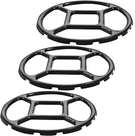 Amosfun Soporte Antideslizante para Wok De Cocina De Gas, Anillos Esmaltados Negros, Accesorio Resistente a Altas Temperaturas, 3 Piezas, para Sartenes y Ollas Pequeñas