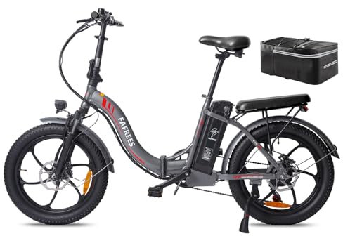 Fafrees F20 Ebike Klapprad 20 Zoll,Elektrofahrräder E Bike Herren Damen 250W 25km/h,City E-Bike 36V 16Ah Akku,Reichweite 130km,E-Fahrrad Faltbares 3.0 Fat Tire (Fahrradtasche, grau)