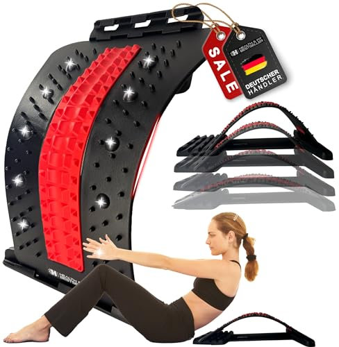 Rückenstrecker PREMIUM HEALTH & FIT: 4-Stufen Rückendehner mit Massagepunkten für die Lendenwirbelsäule. Ideal bei Bandscheibenvorfall, Skoliose und Ischias. Fördert Schmerzlinderung und Regeneration