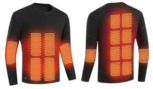 Ylightn Maglietta Termica Riscaldata, Canottiera Strato Base Riscaldate Elettriche USB a Maniche Lunghe, con 3-Temperatura Controllo per Uomo Donna Caccia, Sci, Camping, Moto