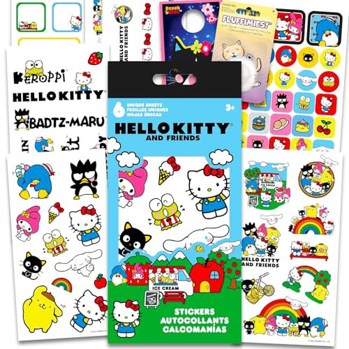 Hello Kitty Sticker Pack for Girls, Kids - Hello Kitty Party Favors Bundle with 6 Hello Kitty Sticker Sheets for Kids Birthday Party Goodie Bags, Crafts, More | Hello Kitty Party Supplies Set