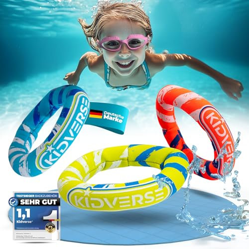 KIDVERSE Tauchringe für Kinder ab 3 Jahren - Tauchring Wasserspielzeug Kinder - Neopren Tauchringe mit Sandfüllung - Sicheres Tauchspielzeug - Buntes Schwimmbad Spielzeug zum Tauchen Lernen
