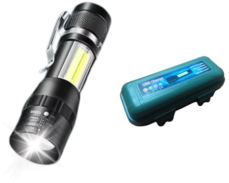 Utilify Mini Linterna LED Recargable Alta Potencia 2000 LM, Luz Lateral, Enfoque Zoom, Modos Fijo/SOS, Impermeable y Compacta para Camping, Senderismo, Trabajo, Hogar. Incluye Estuche (ABS)