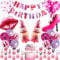 Makeup Birthday Party Decoration Girls - 36 Pcs Spa Party Banner Balloons Cake Toppers Lipstick Lips Foil Heart High Heels Balloon Supplies For Girl Women Ladies Make Up Birthday Bridal Showers