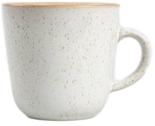 HOMLA MORITA Becher 0,4L Beige Tupfenmuster Spülmaschinenfest Steingut Tasse