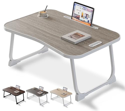 Laptop Bed Desk, Lap Desk Breakfast Tray Table for Eating, Reading, Writing, Laptop Stand for Bed, Sofa, Home and Office (Grey)