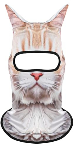 Katze Skimaske Sturmhaube mit Ohren, 3D Katze Shiesty Hut, Lustige Skimaske für Skifahren, Wandern, Reiten, Sport, Outdoor, Tier-Ski-Masken für Musikfestivals, Raves, Halloween-Party