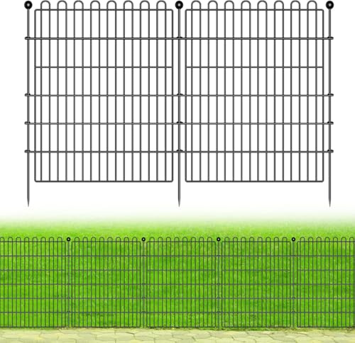 ​​Teichzaun,Stahl Gartenzaun 10-teilig (75x81cm) mit 11 Erdspießen, Gitterzaun für Hundegehege, Teichumrandung und Grundstücksbegrenzung​​