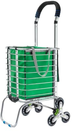 GAOAZHEN Carrello della Spesa Pieghevole Carrello della Spesa con Ruote Carrello della Spesa Pieghevole Carrello Portatile per Salire Le Scale per la Spesa Carrello della Spesa (Verde, 4 Ruote)