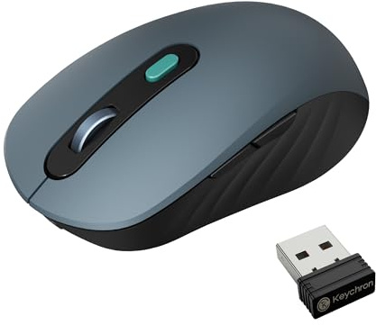 Keychron BM25 Souris silencieuse sans fil, souris ergonomique rechargeable avec trimode, 2,4 G/Bluetooth 5.2/filaire, taux de polling de 1000 Hz, DPI réglable, programmable pour Mac, Windows, Linux