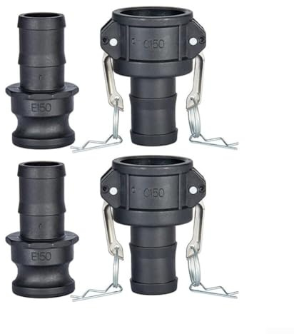Confezione da 2 raccordi Camlock da 1 1/2 pollici in polipropilene parte C accoppiatore femmina e parte E maschio adattatore set di collegamento per tubo flessibile resistente alle alte temperature