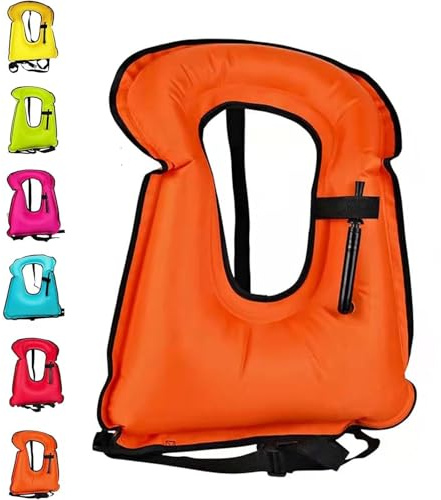 Aufblasbare Schwimnweste für Unisex Hohe Auftriebskraft Leicht mit Mundventil zum Aufpumpen für Kajak Paddelboot Schnorcheln Wassersport(Orange)