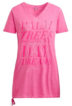 SOCCX Damen Langes T-Shirt mit Seitenraffung und Print