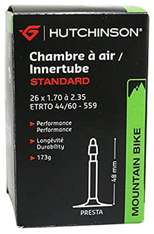 HUTCHINSON - Cámara de Aire - MTB - Estándar - Resistencia y Antipinchazo - Válvula Presta - Espesor 0,9 mm - 48 MM - 26 x 1,70-2,35