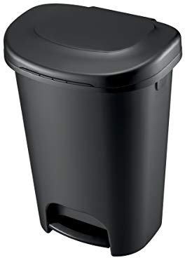Rubbermaid – Poubelle classique à pédale avec couvercle, noir – Poubelle de cuisine – 50 l